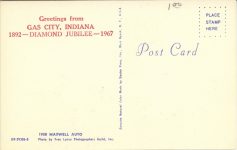 1908 MAXWELL Auto Gas City, IND postcard back