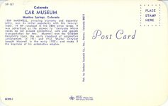 1909 MAXWELL Auto CAR MUSEUM postcard back