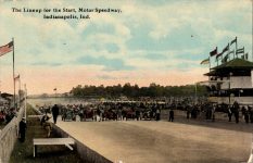1911 ca. Indy 500 Postcard The Lineup for the Start, Motor Speedway front screenshot