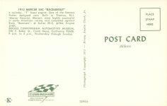 1912 MERCER 35C Raceabout CUNNINGHAM postcard back