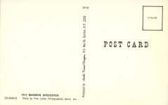 1913 MARMON Speedster postcard back