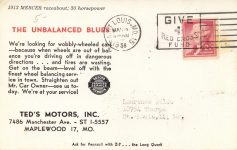 1913 MERCER Raceabout 30-hp postcard back