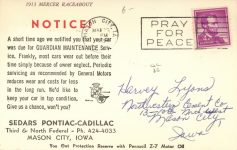 1913 MERCER Raceabout postcard back