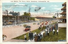 1919 ca. Indy 500 Postcard 1919 Just Before the Start – Motor Speedway postcard front screenshot