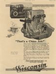 1923 1 4 Wisconsin Motors CONSISTENT That’s a Clean Job ad MOTOR AGE 8″×10.5″ page 8