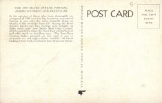 1938 PONTIAC Silver Streak automobile postcard back