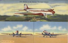 1940 ca Chicago Municipal Airport DC 3 postcard front