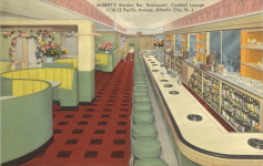 1940 ca. NJ, Atlantic City ALBERT’S Garden Bar Restaurant postcard front