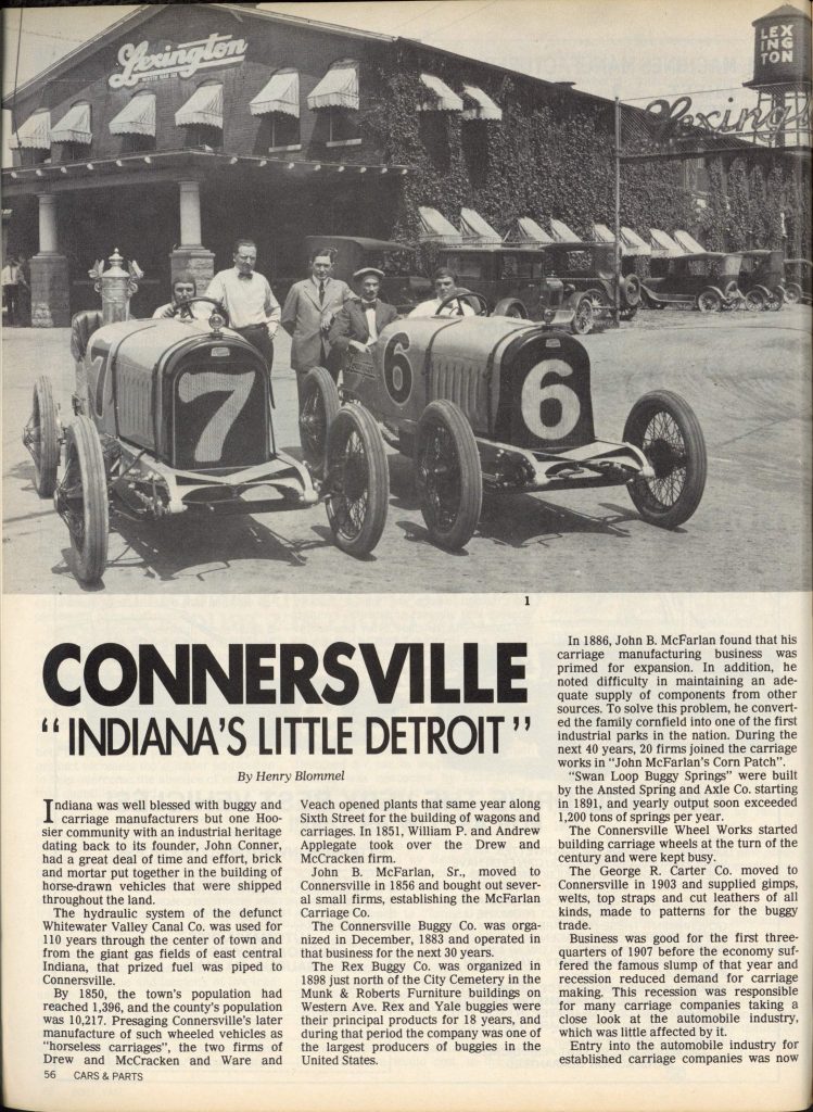 1986 5 CONNERSVILLE INDIANA’S LITTLE DETROIT By Henry Blommel CARS