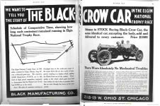 1910 9 1 BLACK-CROW CAR IN THE ELGIN NATIONAL TROPHY RACE ad MOTOR AGE GoogleBooks pages 70 & 71