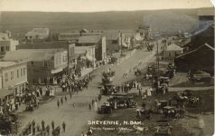1915 ca. Sheyenne, ND Main Street parade Photo by Redman Frost RPPC front