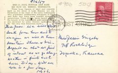 1957 9 16 PAUL BUNYAN AND BABE HIS BLUE OX BABE BMK 10 postcard back