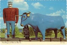 1970 ca. PAUL BUNYAN AND BABE HIS BLUE OX 5.75″×4.25″ postcard front