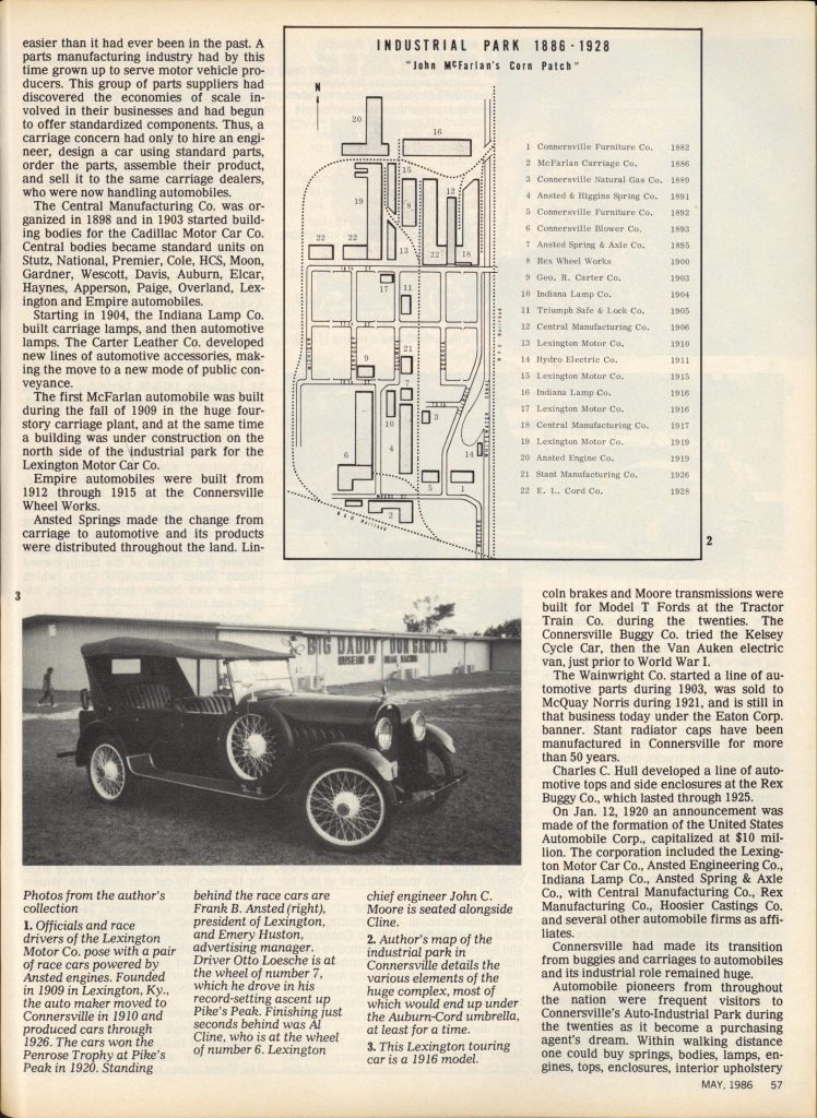 1986 5 CONNERSVILLE INDIANA'S LITTLE DETROIT By Henry Blommel Auburn