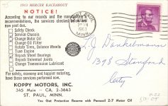 1913 MERCER Raceabout 1963 repro ad postcard back