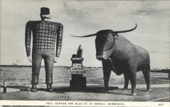 1937 ca. Bemidji, MINN PAUL BUNYAN AND BLUE OX early 603 postcard front