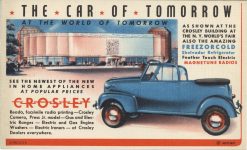 1939 CROSLEY THE CAR OF TOMORROW postcard front