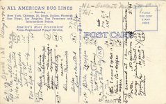 1943 6 9 ALL AMERICAN BUS LINES 2B H761 postcard back
