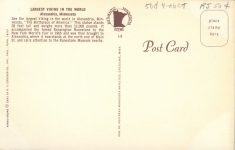 1960 ca. MINN, Alexandria LARGEST VIKING IN THE WORLD postcard back