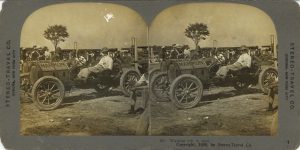 1909 Indy 500 MARMON Waiting call to race STEREO TRAVEL CO. stereoview front