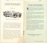 1913 National THE UNCONQUORED CAR brochure 3.25″×6″ pages 16 Inside back cover