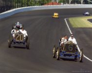 2022 6 18 SVRA Indy Speedtour 1911 NATIONAL Indy Car 20 gaining on 1910 NATIONAL Car 6 10″×8″ IMS photo