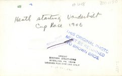 1906 Vanderbilt Cup Race George Heath starting Brown Bros. 8″×5″ photo back