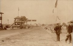 1908 11 26 GRAND PRIZE AUTO RACES SAVAH, GA Judges Stand RPPC screenshot front