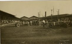 1908-1909 Race Cars Unloaded Savannah, GA GRAND PRIZE Auto Race RPPC front screenshot