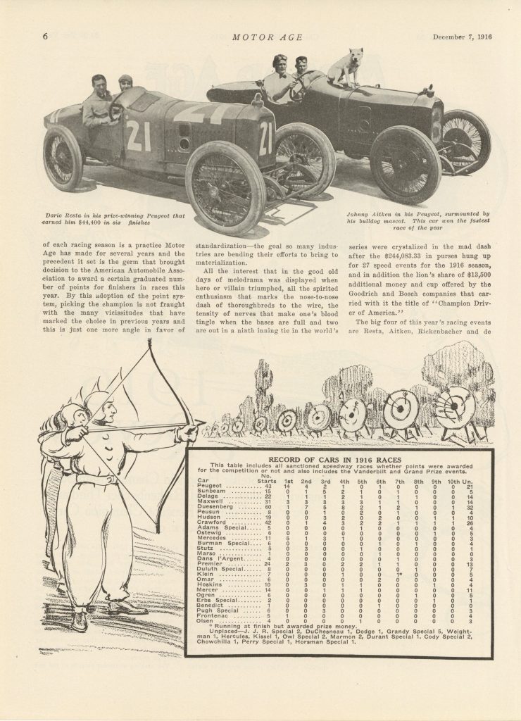 1916 12 7 1916 Racing Review By William K. Gibbs article MOTOR AGE 8.5 ...