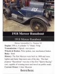 1918 MERCER Runabout trading card v1 2023