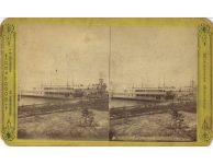 1870 ca. Minneapolis, MN Steamer Belle of Minnetonka at Excelsior Dock, Minn WOODWARD stereoview front