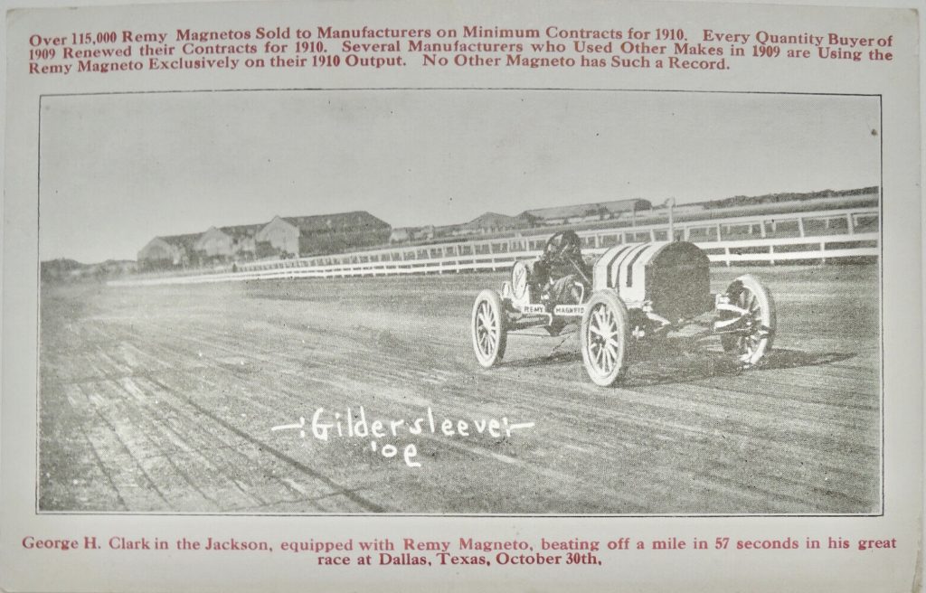 1909 11 20 REMY Electric Compamy Jackson racer postcard front screenshot