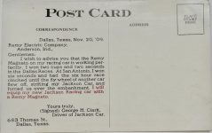 1909 11 20 REMY Electric Compamy postcard back screenshot