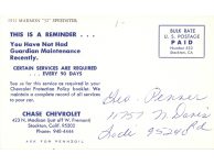 1912 MARMON “32” Speedster ca. 1955 postcard back