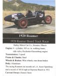 1920 Roamer Board Track Racer trading card