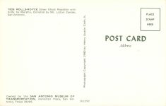 1926 ROLLS ROYCE Silver Ghost Roadster 1980 postcard back