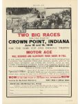 1909 5 27 TWO BIG RACES CROWN POINT, INDIANA COBE CUP June 18 and 19, 1909 ad MOTOR AGE 8.5″×11.75″ page 61