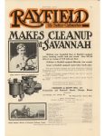 1911-12 ca. RAYFIELD Carburetors MAKES CLEANUP at SAVANNAH ad MOTOR AGE 9″×12″ page 83