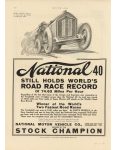 1911 ca. NATIONAL National 40 STILL HOLDS WORLD’S ROAD RACE RECORD 74.63 mph ad MOTOR AGE 8.5″×12″ page 110