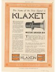 1912 7 25 KLAXON Horns The Name of the New Signal is KLAXET MOTOR DRIVEN $12 ad MOTOR AGE 8.5″×11.25″ page 55