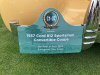 2023 8 20 Monterey, CA Pebble Beach Concours 1937 CORD 812 Sportsman Convertible Coupe sign