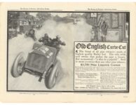1908 6 Racing Car 14 Old English Curbe Cut tobacco ad The Review of Reviews Advertising Section 13.5″×10″ page 64 & 65