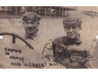 1914 5 30 Indy 500 THOMAS IN DELAGE WINNER NO. 16 RPPC front screenshot