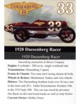 1920 Duesenberg Racer trading card v1 2023