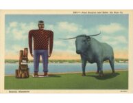 1940 ca. Paul Bunyan and Babe The Blue Ox BM-17 linen postcard front