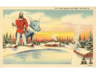 1940 ca. Paul Bunyan and Babe The Blue Ox G9 linen postcard front