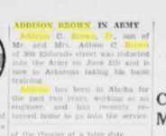 1944 6 22 Addison Brown in Army Arcadia Tribune 6-22-44