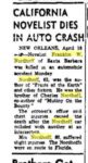 1956 4 18 California Novelist Dies b. 1894 Oakland Tribune 4-18-56