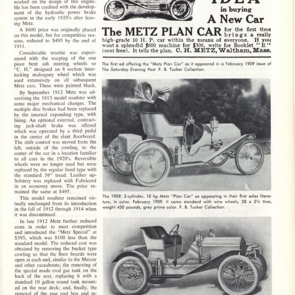 “c.h.” Metz Automotive Pioneer Part 1 By Franklin B. Tucker Automobile 